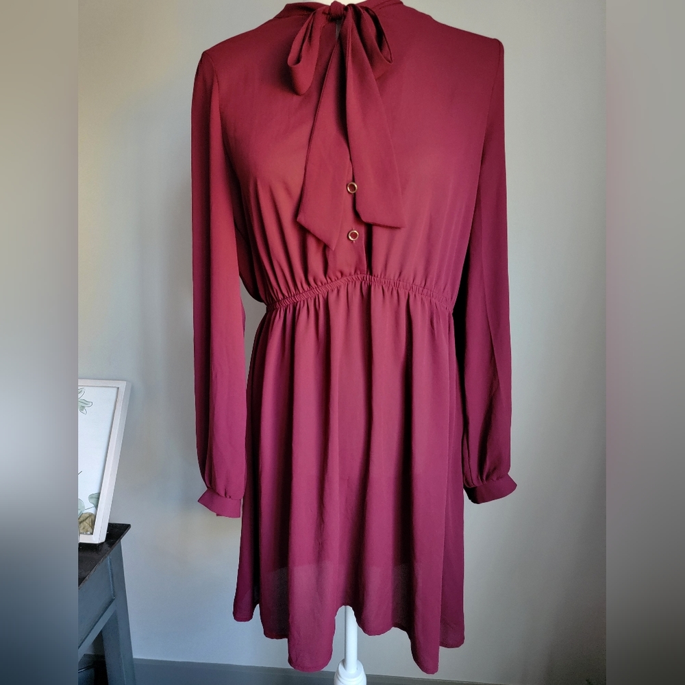 NWT Plum Dress with bow tie - sz large